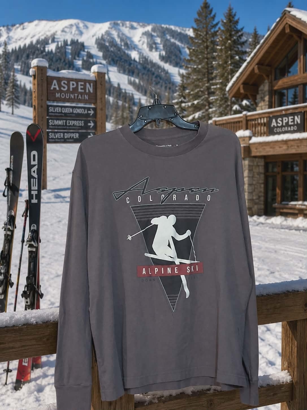 Abercrombie & Fitch Soft A&F Tee Medium Aspen Colorado Alpine Ski Oversized